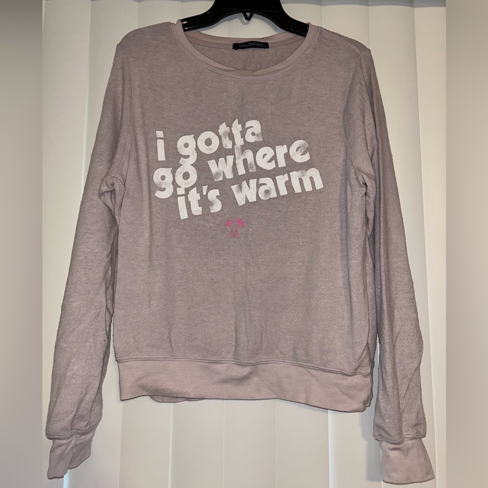 WILDFOX Soft Blush “I Gotta Go Where It’s Warm” Sweater
